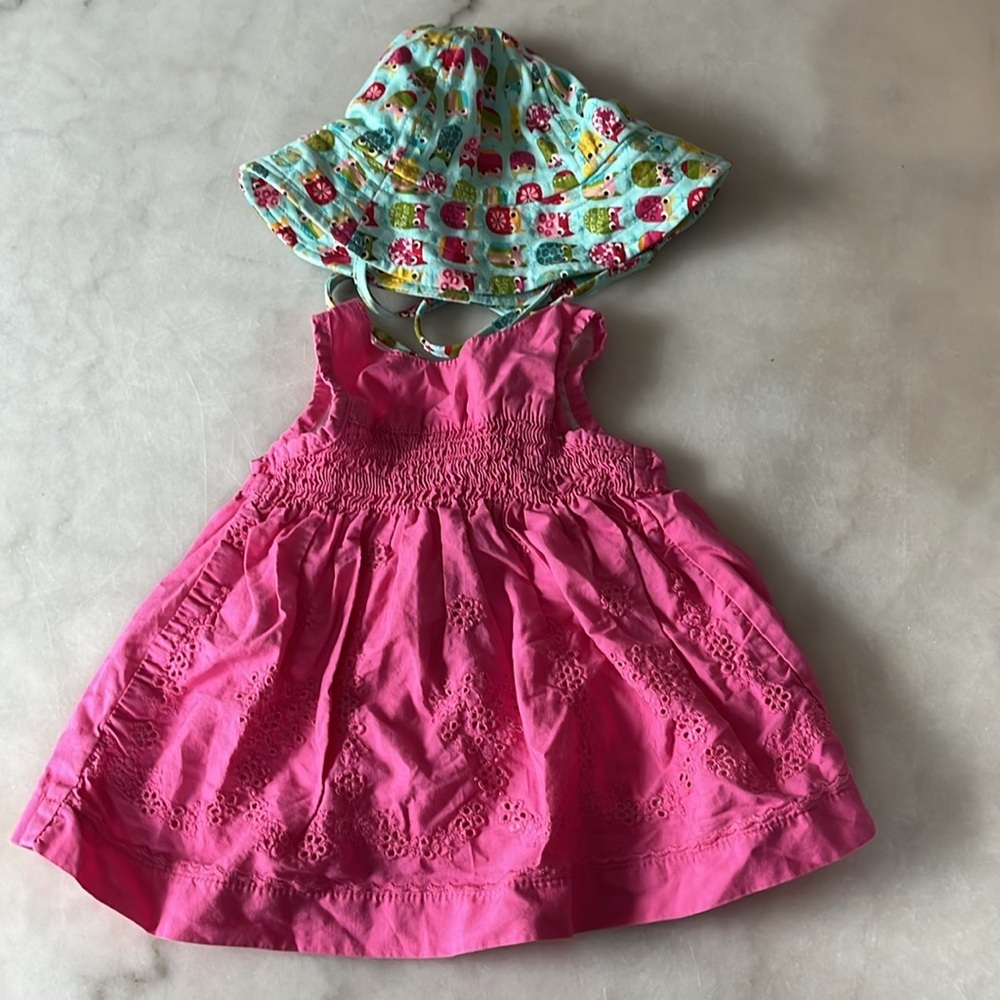 Oshkosh B'gosh Baby Girl Pink Bicycle Overalls Zutano Owls Hat Bundle 18 Months